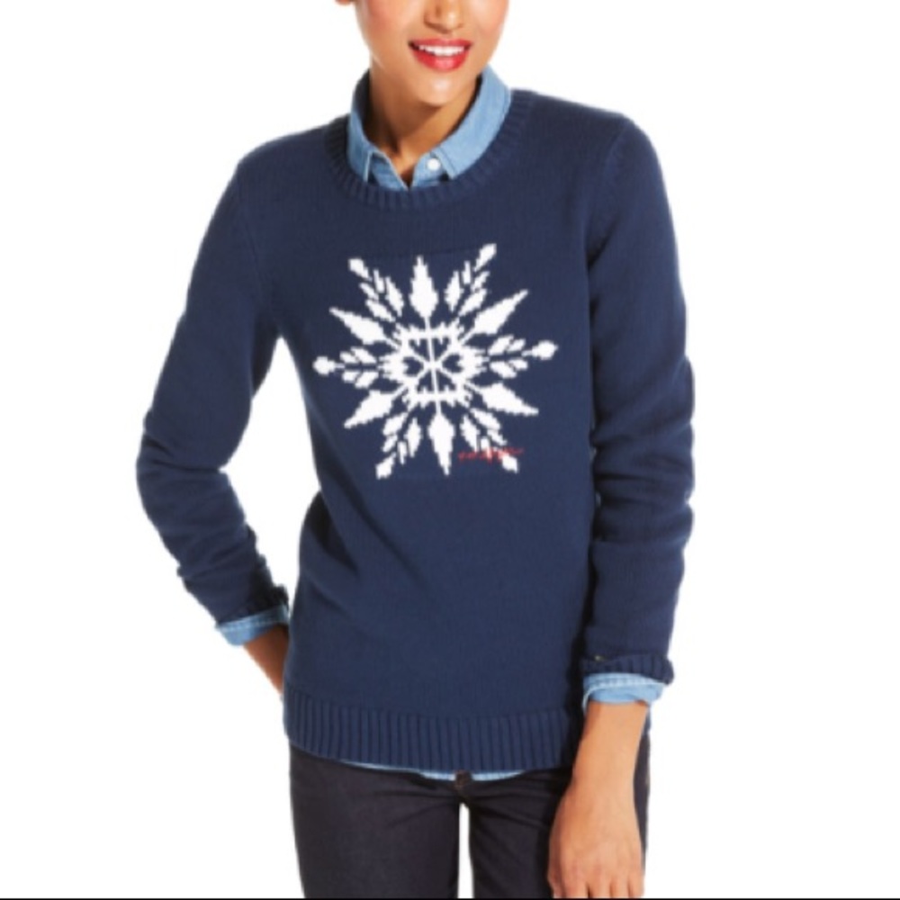 Tommy Hilfiger Winter Snowflake Knit Navy Sweater